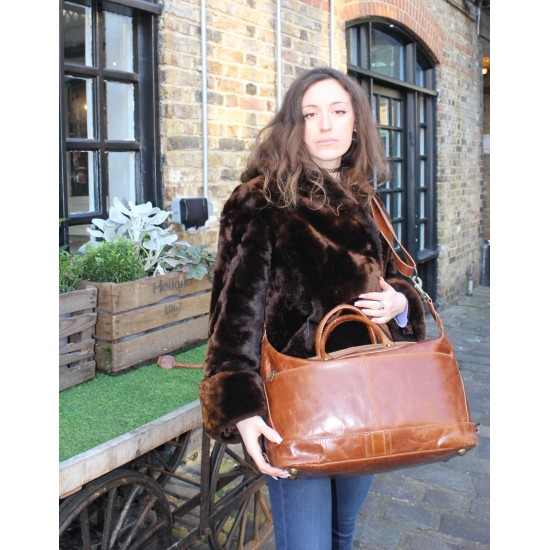 Gertrude Large Tan Leather Holdall 